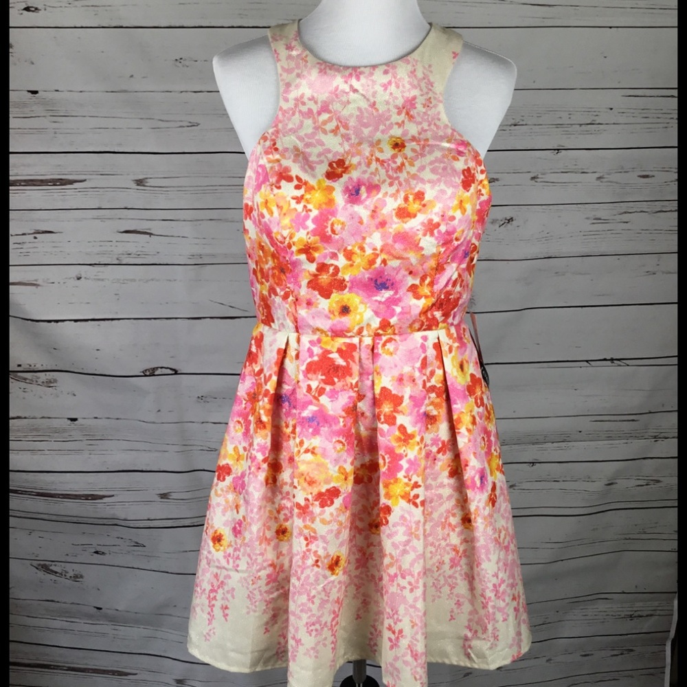 NWT Pink‎ Floral Homecoming Dress W/Pockets Size 11